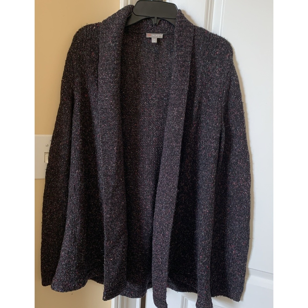 Womens Talbots Marled Silk Blend Open Front Cardigan Size XS